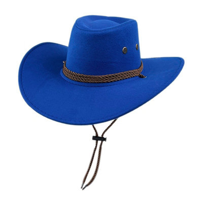  - Adult Cowboy Hat Unisex Western Style Wide Brim Sun Hat 59Cm Foldable Travel Festival(Blue)