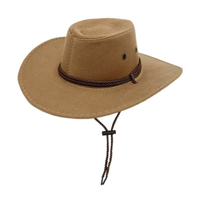  - Adult Cowboy Hat Unisex Western Style Wide Brim Sun Hat 59Cm Foldable Travel Festival(Camel)