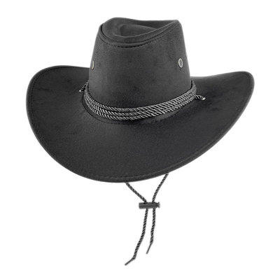  - Adult Cowboy Hat Unisex Western Style Wide Brim Sun Hat 59Cm Foldable Travel Festival(Black)
