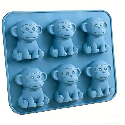 3D Monkey Silicone Ice Cube Tray 6 Cavity Whiskey Cocktail Ice Mold from B&Q