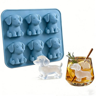 3D Dog Silicone Ice Cube Tray 6 Cavity Whiskey Cocktail Ice Mold from B&Q