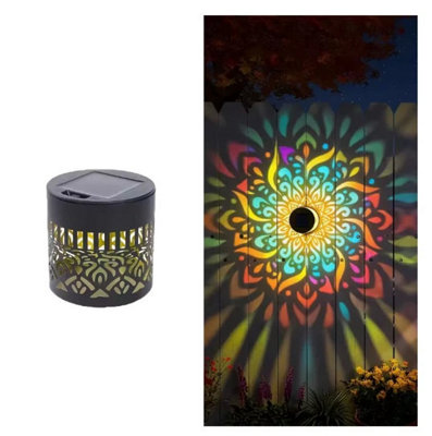  - Solar Colorful Mandala Wall Light Outdoor Garden Fence Projector Lamp Patio Ambient Deco