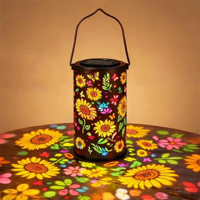  - Solar Colorful Sunflower Wall Light Outdoor Garden Fence Projector Lamp Patio Ambient Deco