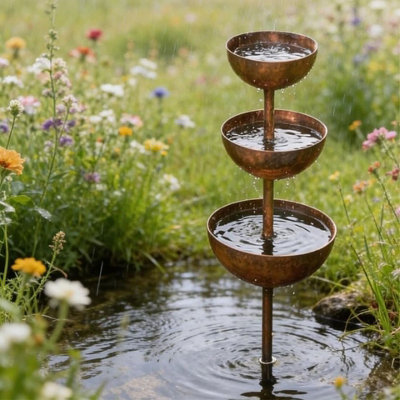  - Metal Bird Bath Bird Water Dispenser Garden Rain Catcher Bird Feeding Station