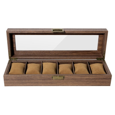  - 6 Grids Wooden Watch Box Jewellry Display Storage Organiser Case Gift For Men