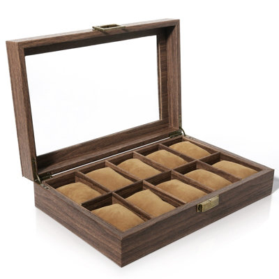  - 10 Grids Wooden Watch Box Jewellry Display Storage Organiser Case Gift For Men