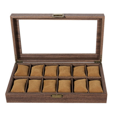  - 12 Grids Wooden Watch Box Jewellry Display Storage Organiser Case Gift For Men