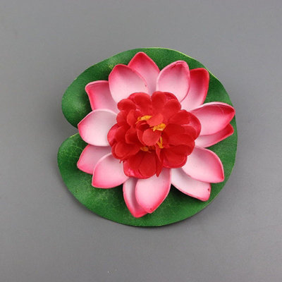  - 6 Pcs Peach Blossom Artificial Lotus Flower Floating Water Fake Plant For Pool Pond Garden Decor