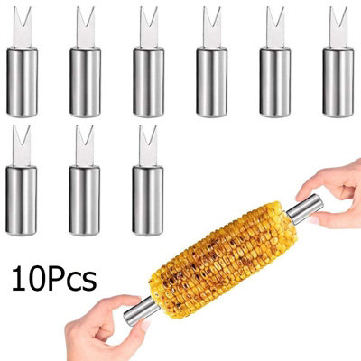  - 10Pcs Corn On The Cob Skewers Holders Bbq Kitchen Camping Sweetcorn Forks Uk