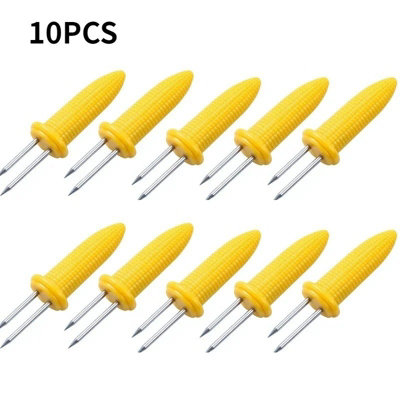  - 10X Stainless Steel Corn Cob Holders Corn Skewers Forks Bbq Sweetcorn Picks