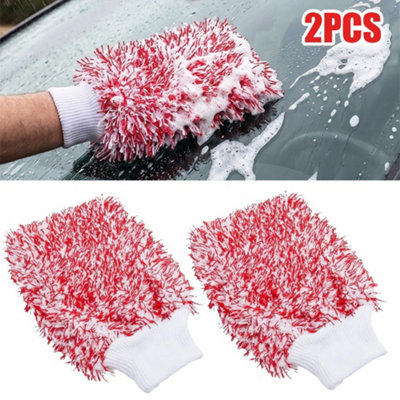 2X Car Wash Mitt Glove Luxury Microfibre Washing Detailing Cleaning Mit Towelogy from B&Q