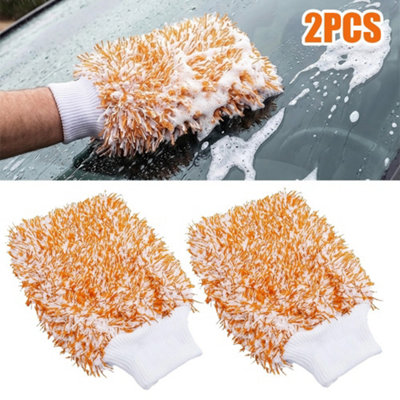 2X Car Wash Mitt Glove Luxury Microfibre Washing Detailing Cleaning Mit Towelogy from B&Q