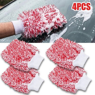 4X Car Wash Mitt Glove Luxury Microfibre Washing Detailing Cleaning Mit Towelogy from B&Q