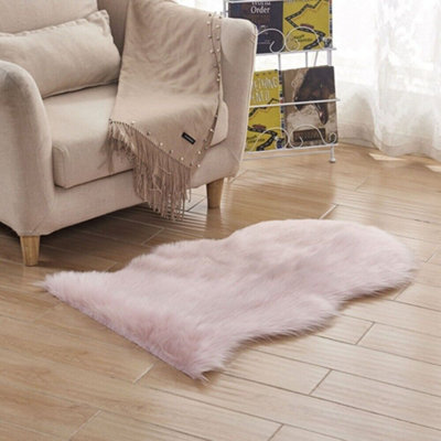  - Pink Faux Sheepskin RugSuper Soft Fluffy Floor Mat For Bedroom & Living Room (40X60Cm)