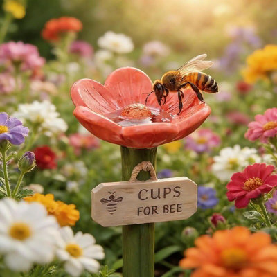 Colourful Resin Bee Watering Station Outdoor Garden Butterfly Water Feeder Bath from B&Q