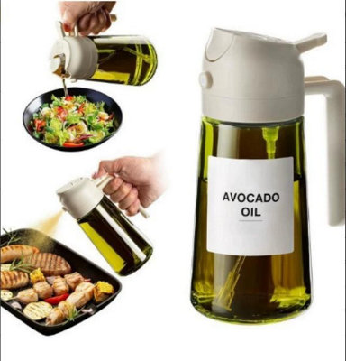  - 470Ml 2-In-1 Glass Oil Sprayer & Pourer Dispenser With Light-Blocking Protection