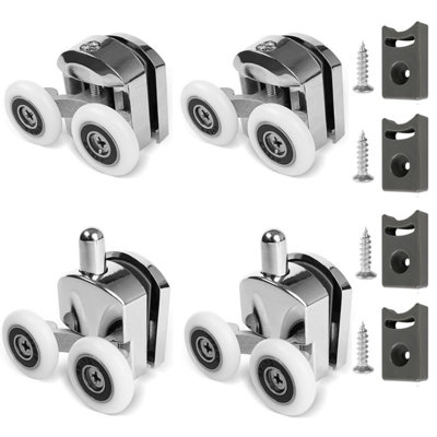 4X 25mm Shower Door Rollers Wheels Runners For Curved Door Top & Bottom Replacement from B&Q