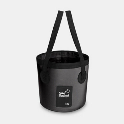 12L Black Collapsible Folding Bucket Beach Camping Fishing Portable Bag Waterproof from B&Q