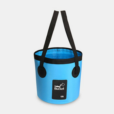12L Blue Collapsible Folding Bucket Beach Camping Fishing Portable Bag Waterproof from B&Q