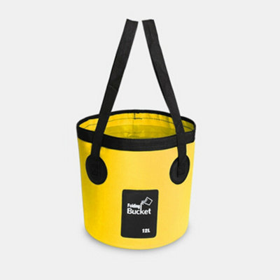12L Yellow Collapsible Folding Bucket Beach Camping Fishing Portable Bag Waterproof from B&Q