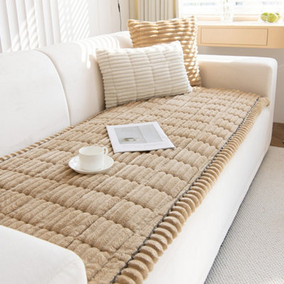  - Paw Lounge Coffee Plush Corduroy Pet Sofa ProtectorUltra SoftNon-Slip80X210Cm