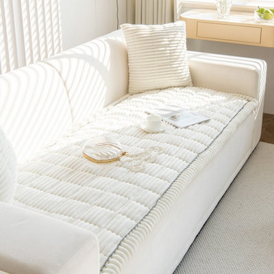  - Paw Lounge White Plush Pet Sofa Protector30X50Cm Non-Slip Corduroy Couch CoverThickened Ultra-Soft