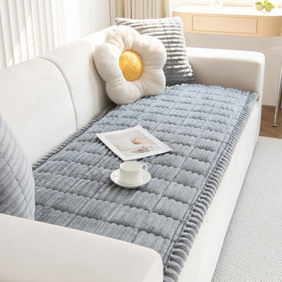  - Light Grey 60X180Cm Plush Non-Slip Sofa & Pet Furniture Protector Cover