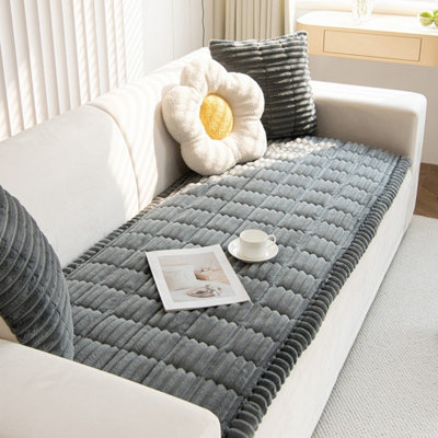  - Deep Grey 80X180Cm Plush Corduroy Pet Sofa ProtectorNon-Slip & Washable Couch Cover