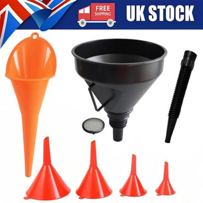 6Pcs Funnel Set Plastic Pouring Funnels Kitchen Petrol Fuel from B&Q