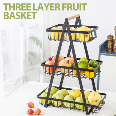 3 Tier Fruit Storage Basket Countertop Kitchen Bread Vegetable Fruit Bowl Rack from B&Q