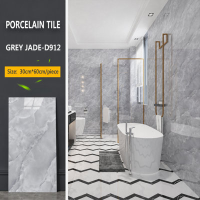 12Pcs 60X30Cm Self Adhesive Marble Effect Wall Tiles Waterproof Pvc Panels For Kitchen & Bathroom from B&Q
