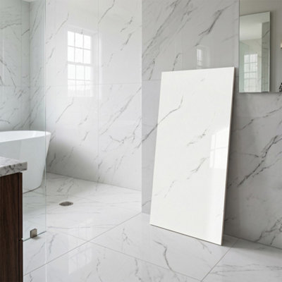 12Pcs 60X30Cm Self Adhesive Marble Effect Wall Tiles Waterproof Pvc Panels For Kitchen & Bathroom from B&Q
