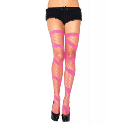 Leg Avenue Neon Diamond Net Thigh-High TightsNeon Pink from B&Q