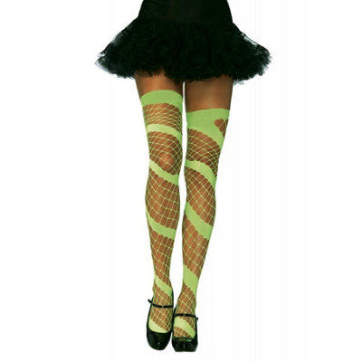 Leg Avenue Neon Diamond Net Thigh-High TightsNeon Green from B&Q
