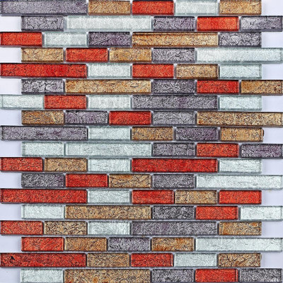 Autumn Linear Brick Foil Glass Mosaic Tiles (Mt0094) from B&Q