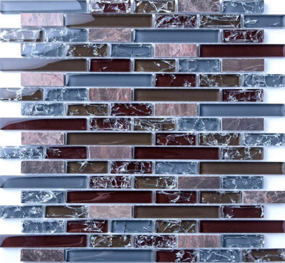 Blue And Brown Crackle Glass & Stone Mosaic Tiles (Mt0156) from B&Q
