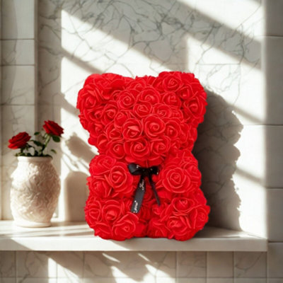Rose Bear With Ribbon Rose Petals Teddy Bear Romantic Rose Petal Gift For Women from B&Q