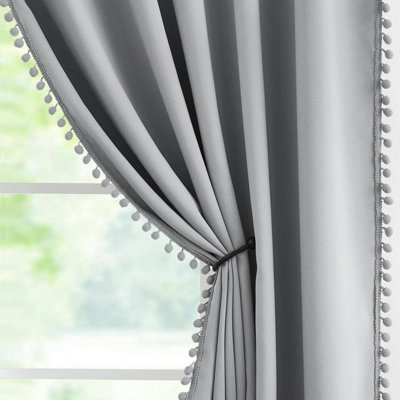 Pom Grey Curtains For Bedroom 54 X 72 Inch Eyelet Blackout Noise Reducing Window Drapes Energy Efficient Thermal Insulated Living from B&Q