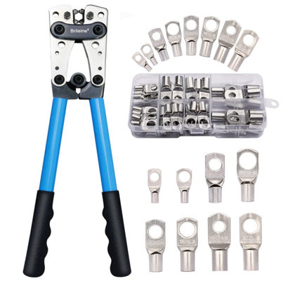 Brileine Battery Cable Crimping Tool Kit 650 mm With 60 Pcs Copper Ring TerminalsHeavy Duty Wire Lug Crimper Rotating Dies from B&Q