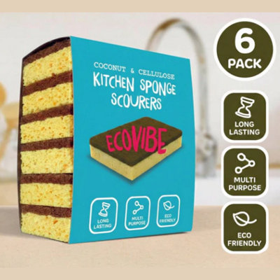 Brand Natural Coconut & Cellulose Sponge Scourers (Pack Of 6)