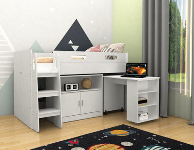 Kidsaw SingleMid Sleeper With Desk & Storage Cupboard