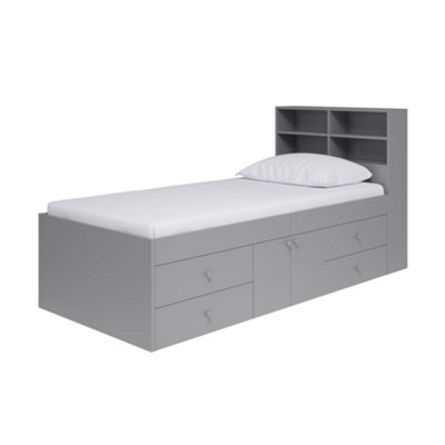 Kidsaw Captain's Single 3Ft Grey Cabin Bed With Bookcase Headboard from B&Q