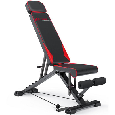 Onemill Folding Workout Weight Bench 8 Backrest Adjustment With Resistance Bands For Full Body Exercise from B&Q