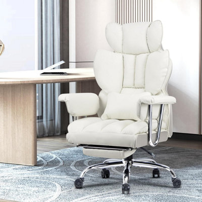 Onemill Ergonomic Executive Office Chair With FootrestHigh Back Leather Desk Chair With Lumbar Support from B&Q