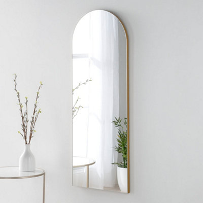 B&Q -  Minimal Arch Gold Dressing Mirror 120X45Cm