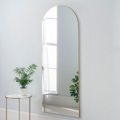 Yearn Minimal Large Floor Arch Mirror Gold 150X60Cm from B&Q