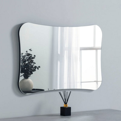 Yearn Barnsbury Frameless Black Organic Mirror 120X80Cm from B&Q