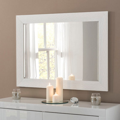 Yearn Gloss White Wave Framed Mirror 79X64Cm from B&Q