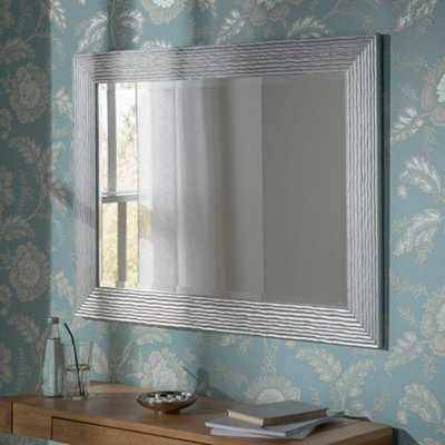 Yearn Silver Framed Wave Framed Mirror 132X79Cm from B&Q