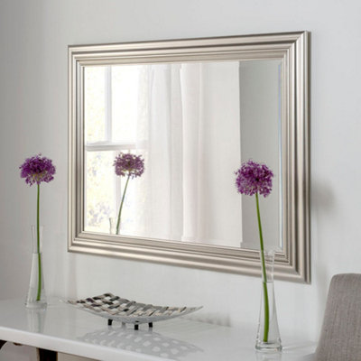 Yearn Silvery Champagne Rectangular Mirror 76X61Cm from B&Q